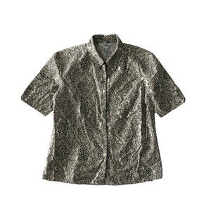 Northern Reflections Womens S/P Paisley Floral Cotton Button Down Shirt Top